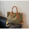 New Versatile Canvas Women's Bag Contrasting Color Large-capacity Portable Tote Bag Women's Niche Retro Messenger Bag