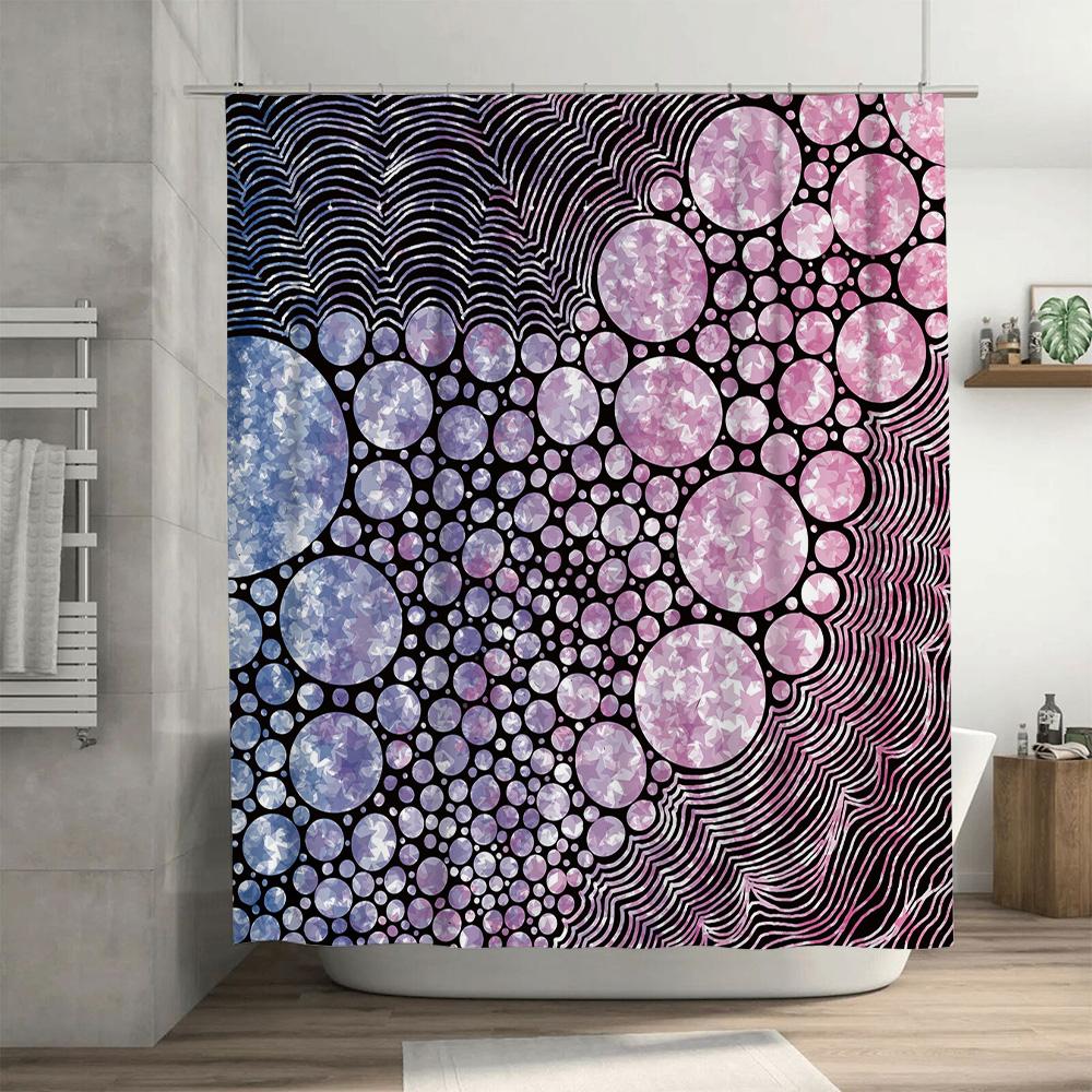 Abstract Purple Bubble Bath Shower Curtain Decorative Waterproof Polyester Bathroom Accessories Customizable Size Options Availa