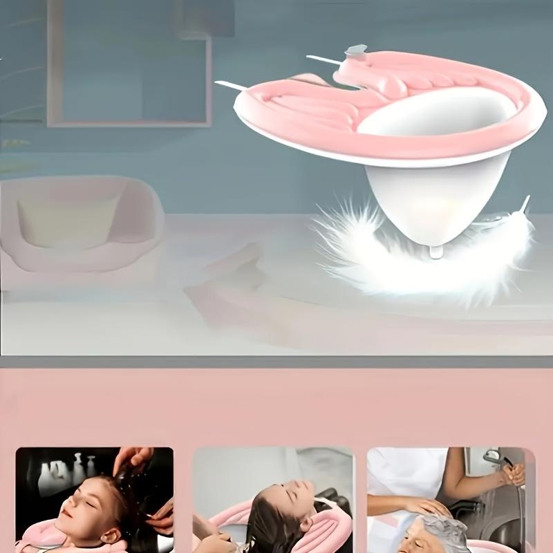 Inflatable Shampoo Basin - Portable, Soft, Comfortable, and Lightweight with Air Pump and Drainage for Elderly, Disabled, Pregnant Women