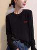 Korean Style Round Neck Ribbed Long Sleeve Women's T-Shirt - Age-Reducing Spring/Autumn Fashion 2026