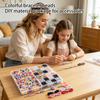 DIY Bead Kit with 24 Compartments of Mixed Beads 2 Trays of Alphabet Beads 4 Spools of Cord 1 Pair of Scissors 1 Needle for Handmade Jewelry Making