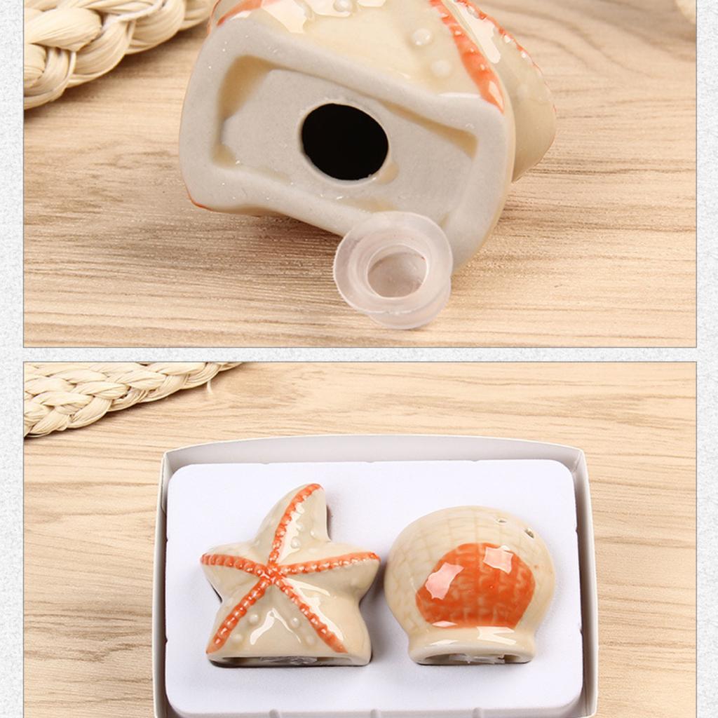 Creative Starfish Conch Ceramic Seasoning Bottle Set Cute Shell Salt Shaker Pepper Seasoning Tank Kitchen Jars Wedding Gift