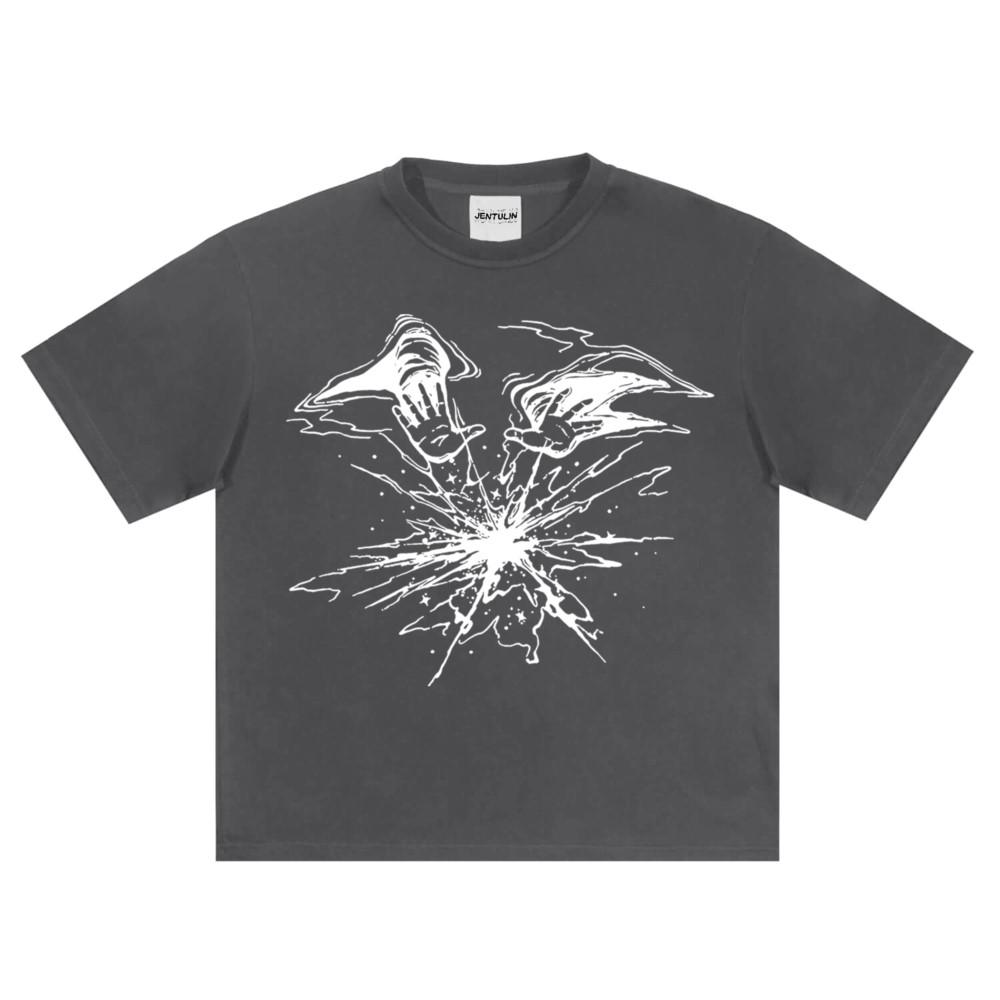 Punk Lyrisch Print T-Shirts Oversized Hip Hop Herren Streetwear Kleidung Harajuku Gothic Sommer Oberteile Kurzarm Baumwoll T-Shirts Y2K