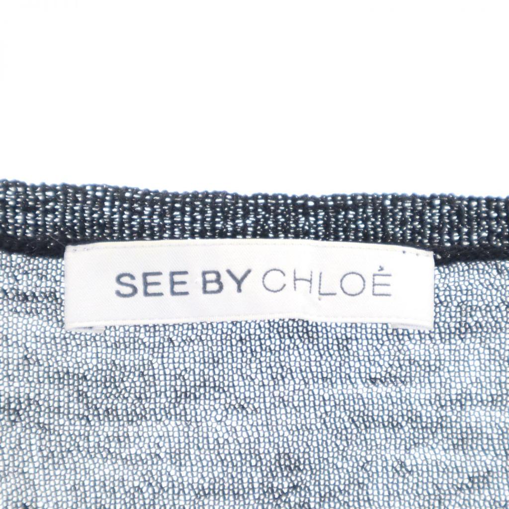 SEE BY CHLOE Long Sleeve Alpaca Blend Sheer Sweater USA 2 Black Knit Women Used