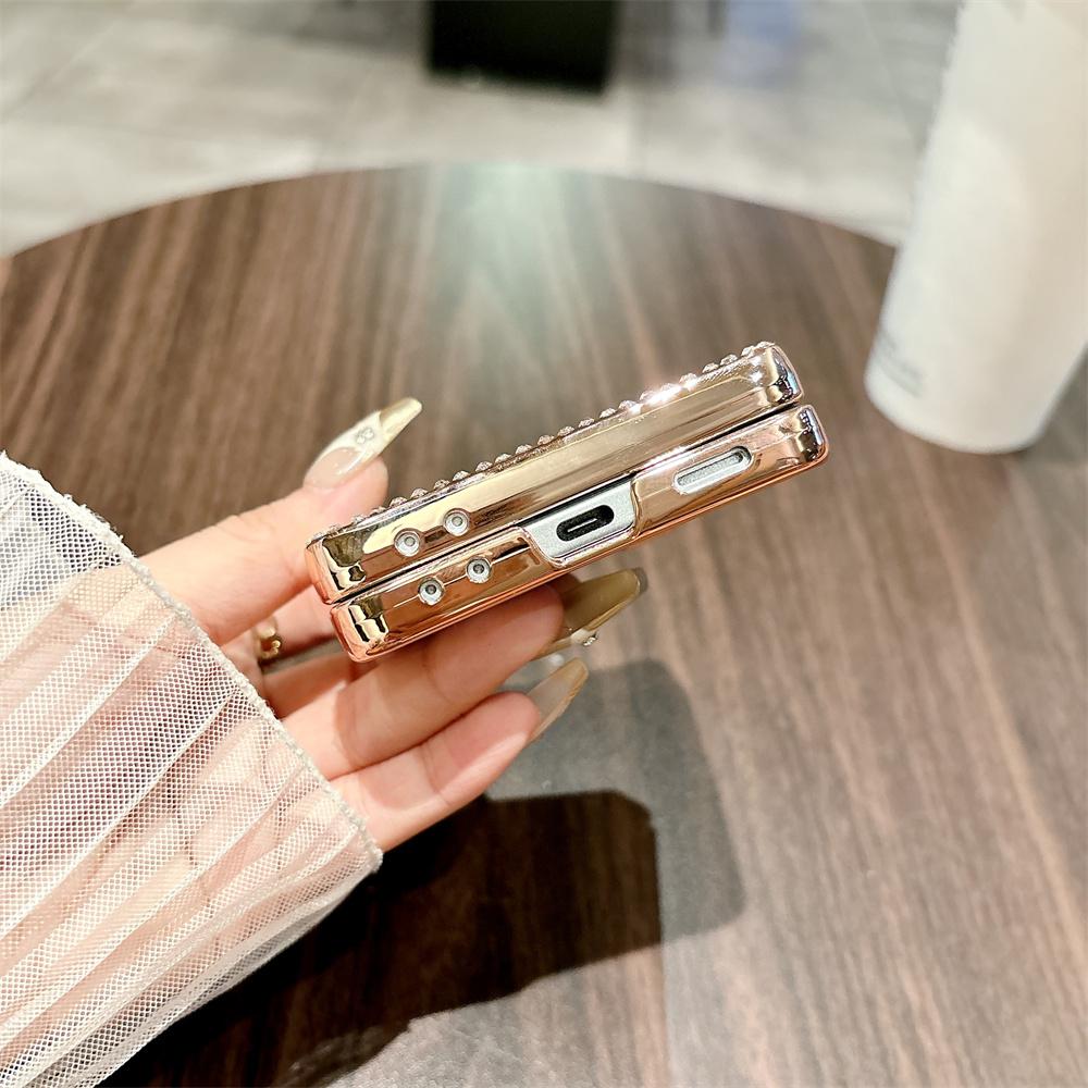 For Samsung Galaxy Z Flip7 5G Case Hinge Protection Rhinestone Glitter PC Phone Cover