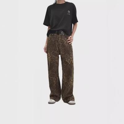 Jeans retro de leopardo para mujer