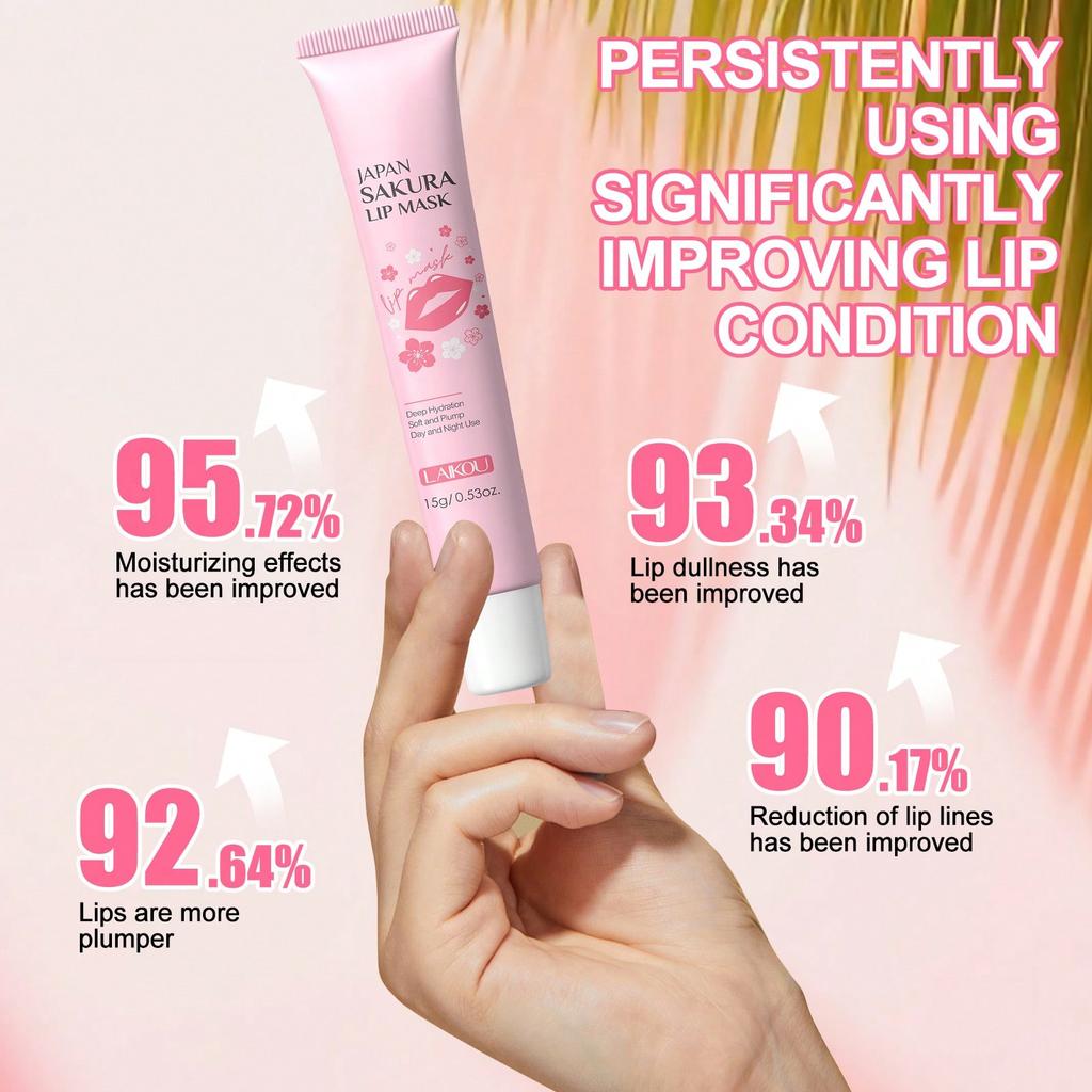Sakura Lip Mask,prevent peeling and cracking. Moisturizing and hydrating. Brighten lip skin tone. reduces lip lines,