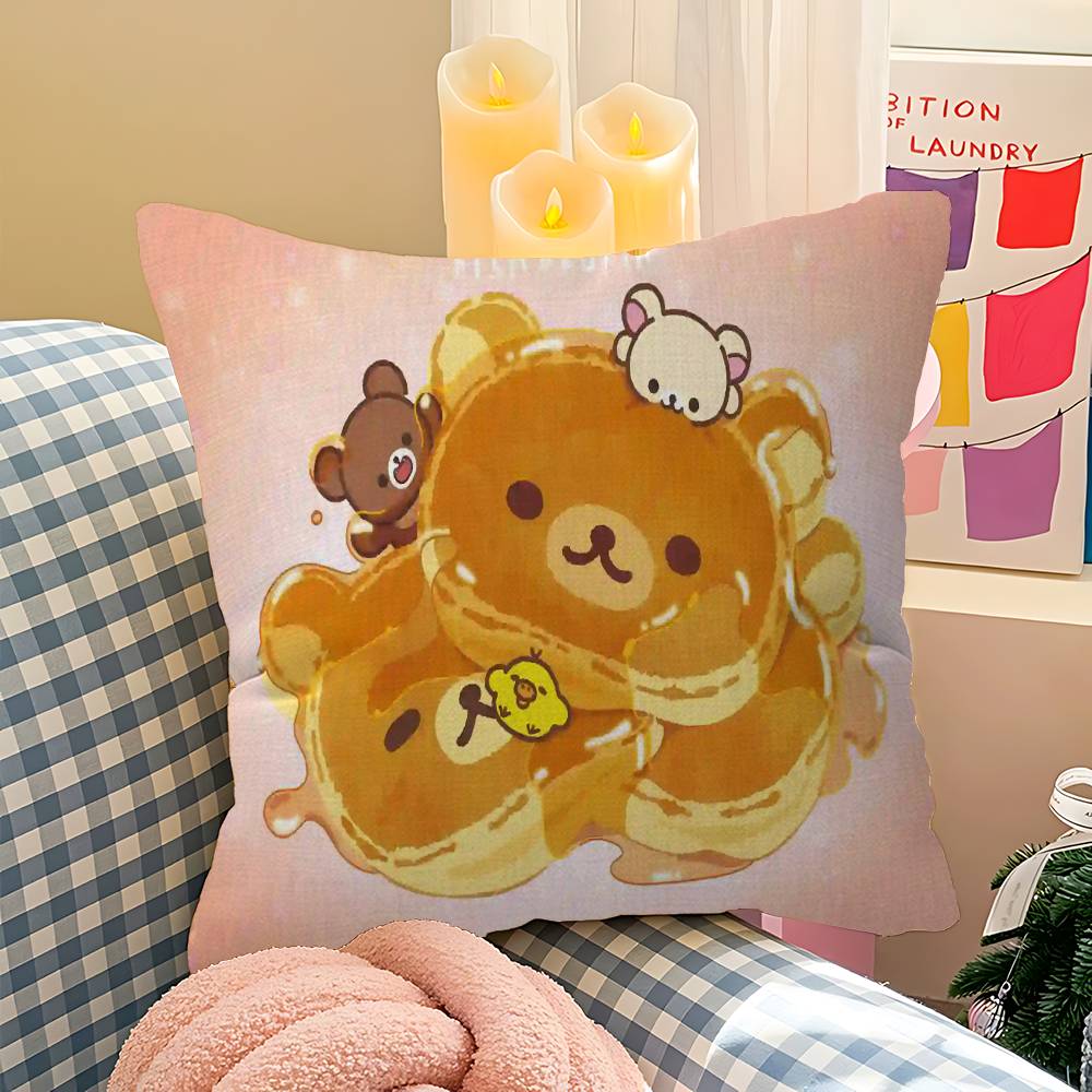 Cute Cartoon RRilakkuma BBear Cushion Cover Inches Farmhouse Decor Home Throw Pillow Covers for Couch Decorations