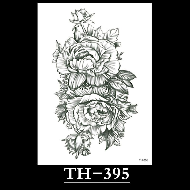 Flower Arm Tattoo Sticker, Half Arm Waterproof Tattoo Sticker, Sketch Line Tattoo Sticker Tattoo