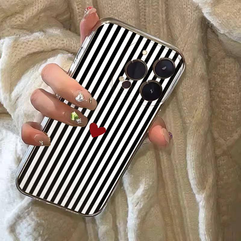 Phone Case for Xiaomi 15T Pro 14T pro 13T 12T 14 11 Lite 4G 5G Poco F7 X7 F6 X6 X5 F5 Pro Cute Heart Stripe Clear Soft TPU Cover