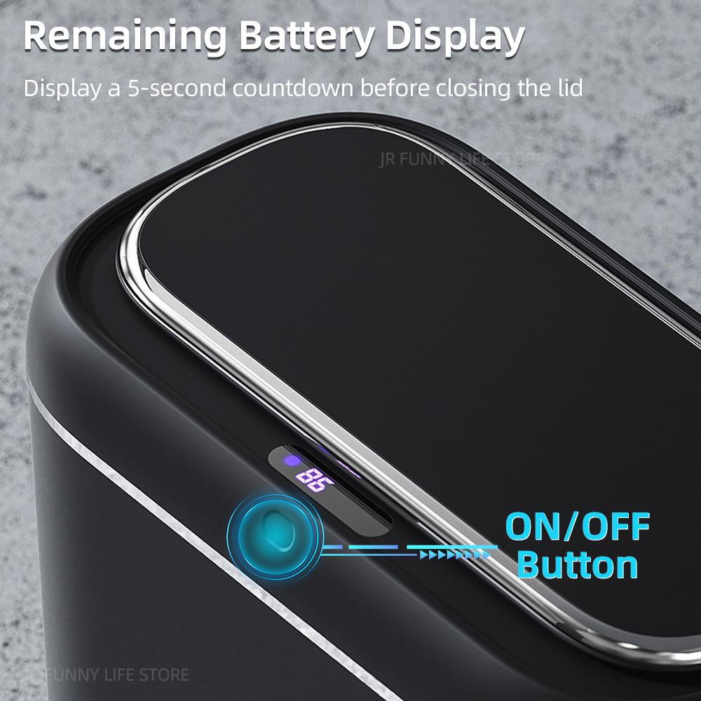 14L Bathroom Automatic Sensor Trash Can Narrow Smart Trash Can Waterproof Trash Bin With Lid Charging Wastebasket Smart Home