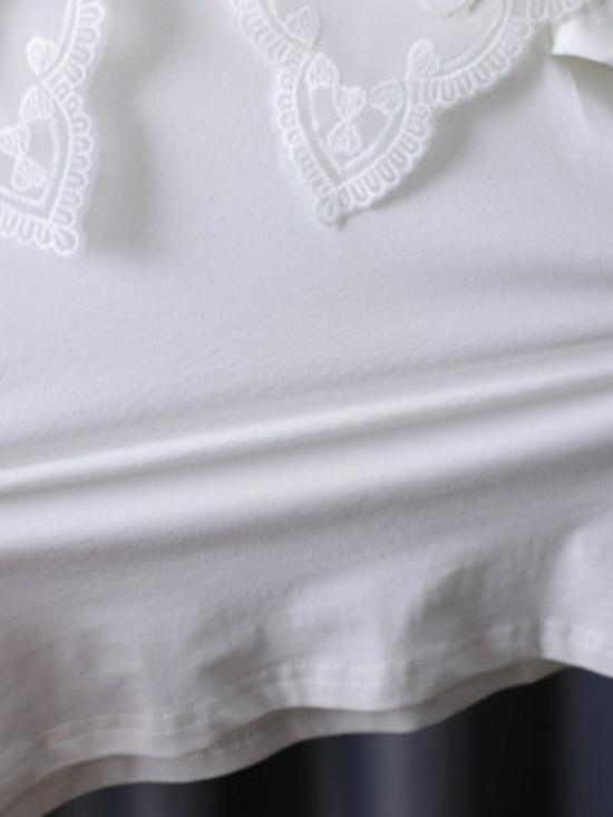 High-End Girls' Lace Collar White Summer Top - Thin Style, Short Sleeve