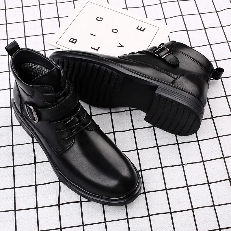 Genuine Leather Men's Motorcycle Boots Handmade Retro Man Walking Shoes High Quality Male Ankle Boots Luxury Brand Basic Boots