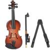 Wooden Mini Violin Model with Stand Playable Tiny Violin Figurine Miniature Musical Instrument Ornament Home Office Desktop Decoration