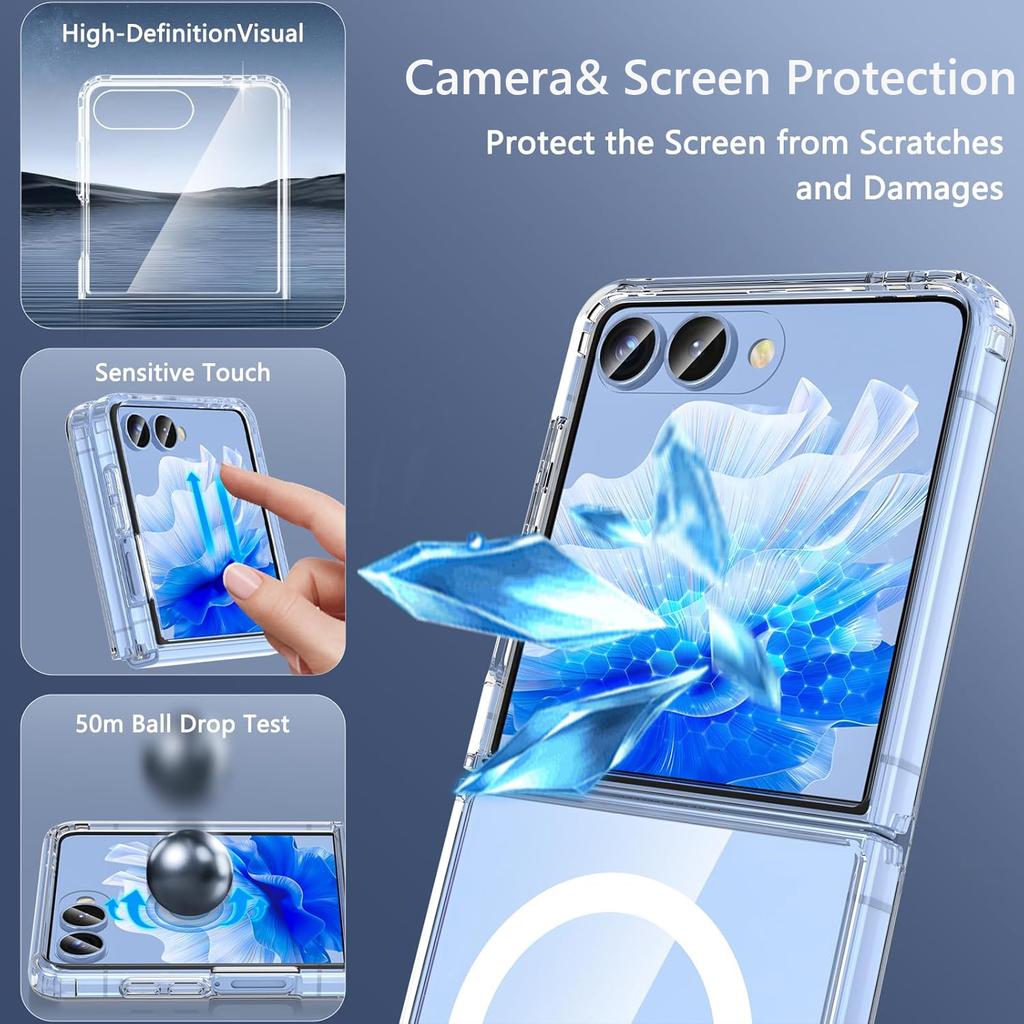 Wireless Charging Hard+Soft Clear Magnetic Case For Samsung Galaxy Z Flip7 Flip 7 G Shockproof Back Phone Cover