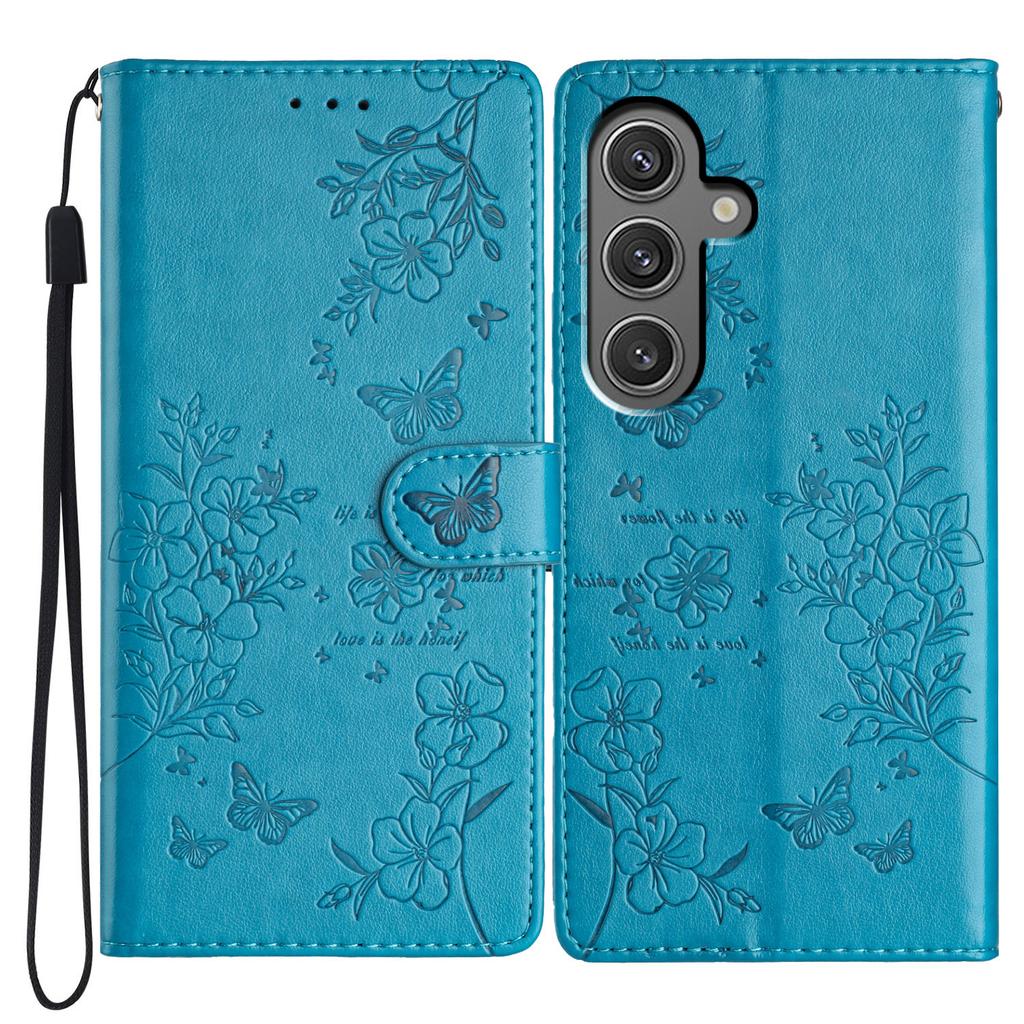 For Samsung Galaxy S24+ Case Butterfly Floral Imprint Leather Phone Cover with Wallet
