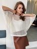 Maglione Pullover da Donna a Maglia Leggero Trama Aperta Girocollo Manica Lunga Top Casual Taglia Unica Veste la Maggior Parte
