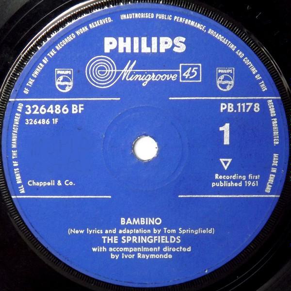 

7inch Record SPRINGFIELDS - Bambino PB1178 Philips 1961 Japan Pop Used