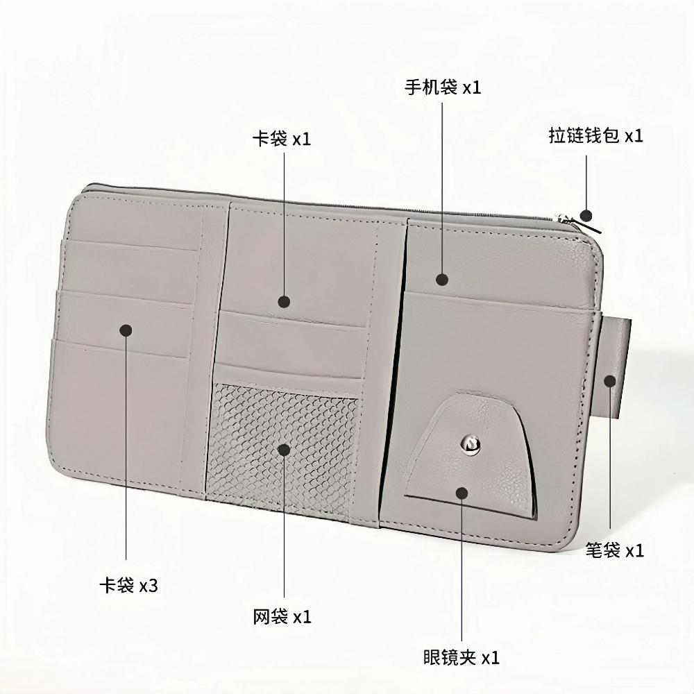 Organizator Geantă de Depozitare Parasolar Auto - Suport Esențiale Șofer pentru Carduri, Ochelari, Telefon | Design Subțire, Instalare Rapidă, Potrivit Tuturor