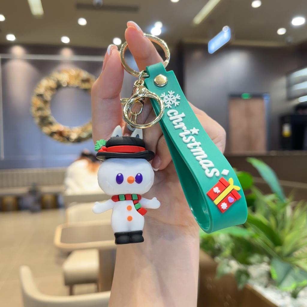 Christmas Key Pendant PVC Cute Three-dimensional Doll Rab Lamb Keychain