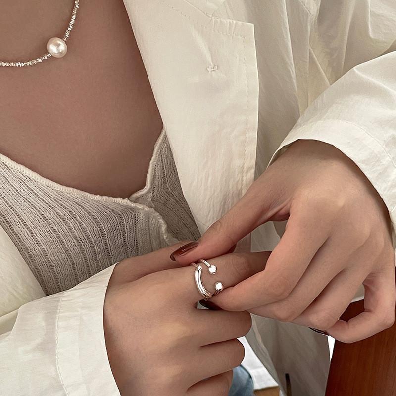 Chic Ins Style Smiley Face Ring For Women Elegant Dual Layer Adjustable Design