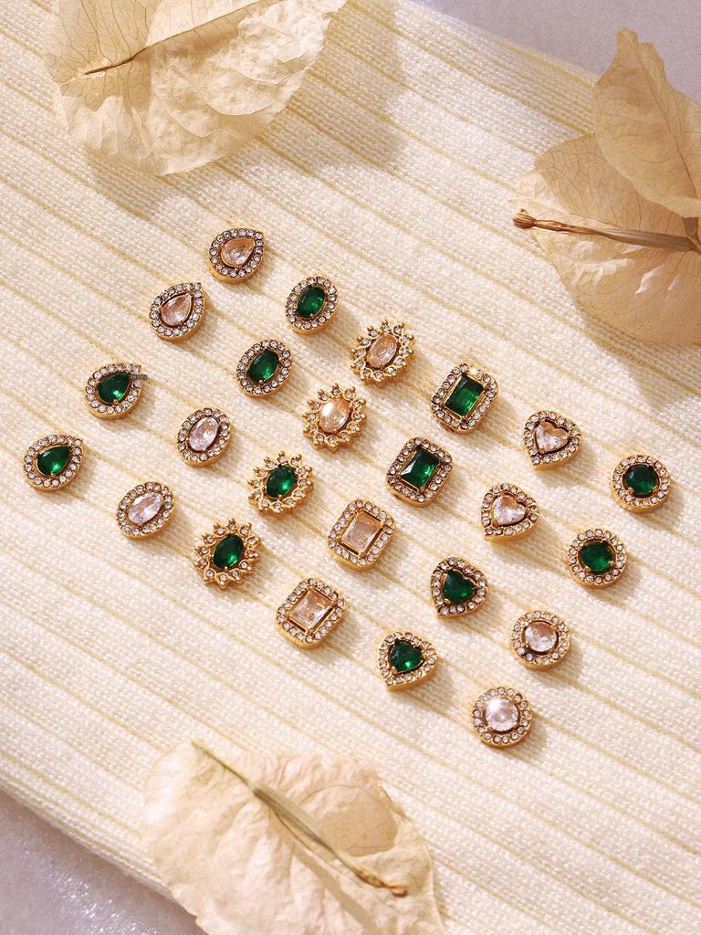 Douyin Trend Wassertropfen Strass Zirkon Anhänger Halskette & Ohrringe Damen Set, 18 Karat Vergoldeter Edelstahl.