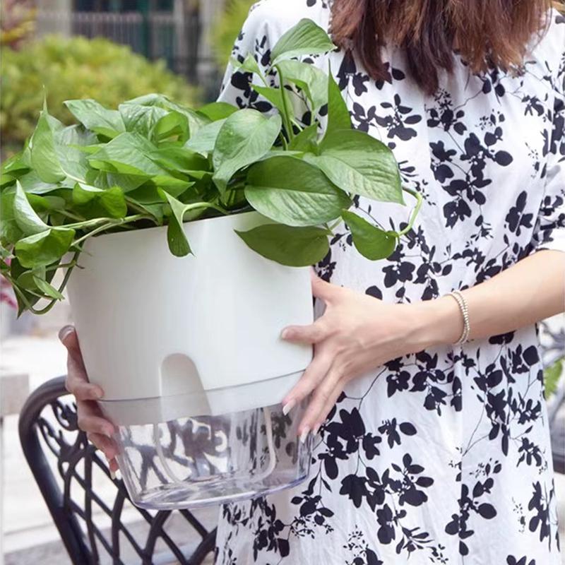 Plastic Lazy Hydroponic Flower Pot Self Watering Hydroponics Plants Pot Double Layer Cotton Rope Watering Succulent Planters