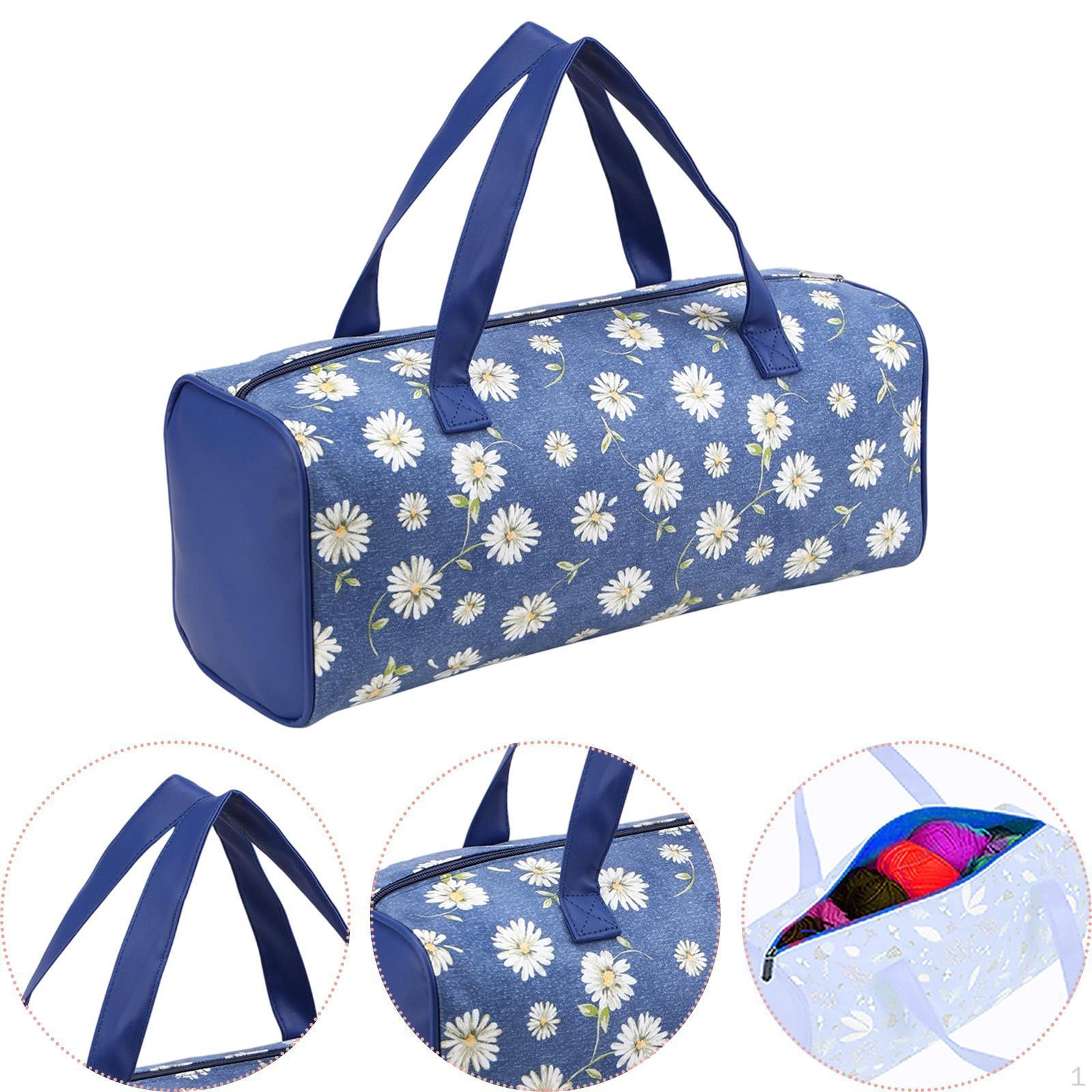 

Сумка-органайзер для хранения пряжи из ткани Оксфорд с ручкой, переносная, органайзер для вязальной шерсти, большая Blue Flower