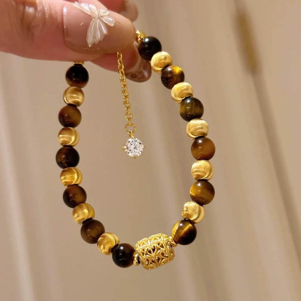 

Luxury Natural Tiger Eye Cat Eye Bracelet Fashionable Unisex Chinese Style Beaded Handmade Jewelry