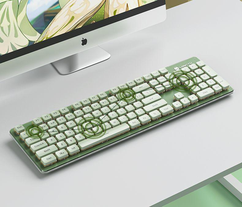 Ultra-Quiet Illuminated Mechanical Feel Wired Keyboard & Wireless Mouse Set for Office & Tablet Use