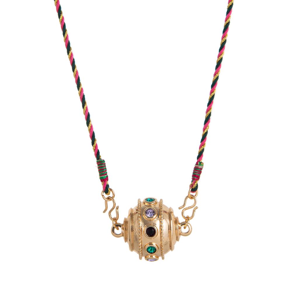 Bohemian Ethnic Style 18K Gold Plated Pendant Necklace with Colorful Gemstones - Handmade Vintage Multicolor Jewelry