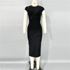New splicing buttons decorative slim-fit elastic pencil skirt professional temperament dress