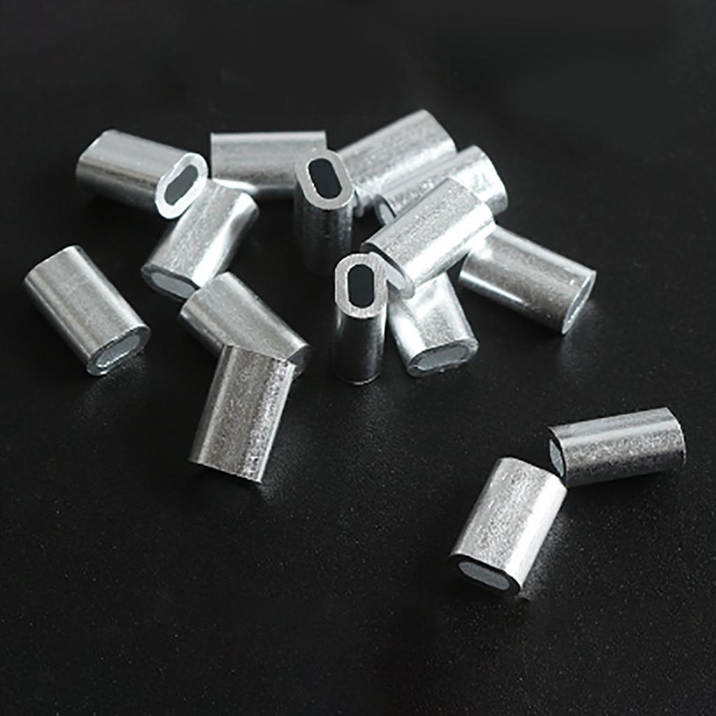 100Pcs Fishing Aluminum Crimp Sleeves Kits Single Barrel Crimping Loop Sleeve Assortment Fishing Line Tube Connector Set