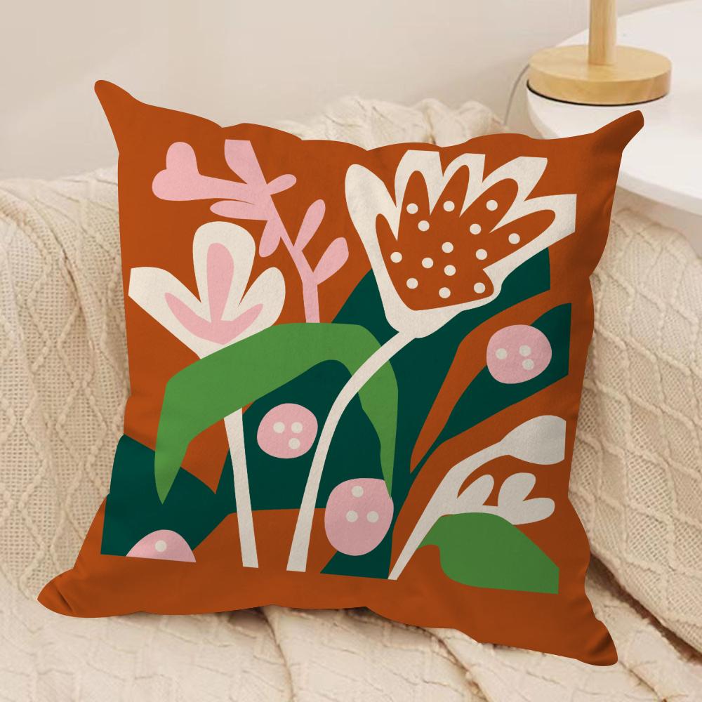 Plants and Flowers Cushion Cover Soft Plush Fabric Double-Sided Printed Sofa Cushion Cover for All Seasons Home Decor Gift