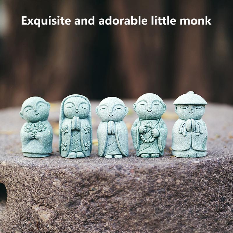 Miniature Monks Figurine Durable Handmade Cute Little Statue for Shrine Bedroom Living Room Car Dashboard Decor