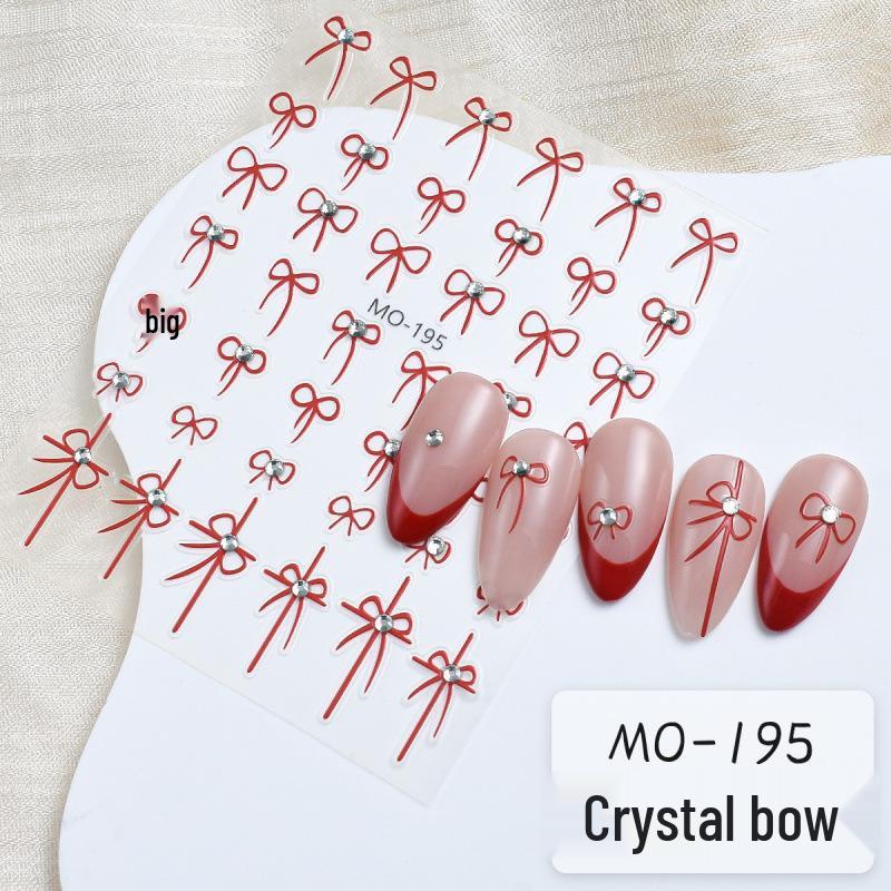 3D Crystal Diamond Bow Nail Stickers: Black & White Self-Adhesive Cute Embossed Decals
