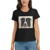 Damen T-Shirt Border Collie Sommer Kurzarm T-Shirts Rundhals Baumwolle T-Shirts Kleidung Tops Streetwear