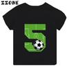 Black Modal Tshirt for Boys Cute Soccer Age Digital Print Short Sleeve Kids Top Creative Polyester Fabric