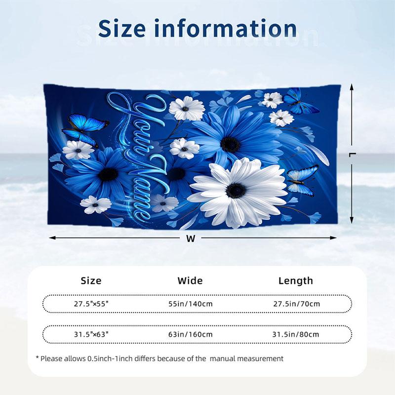 Butterfly Theme Beach Towel Personalized Custom Name & Text Soft Quick Dry Beach Towel for Swimming Travel