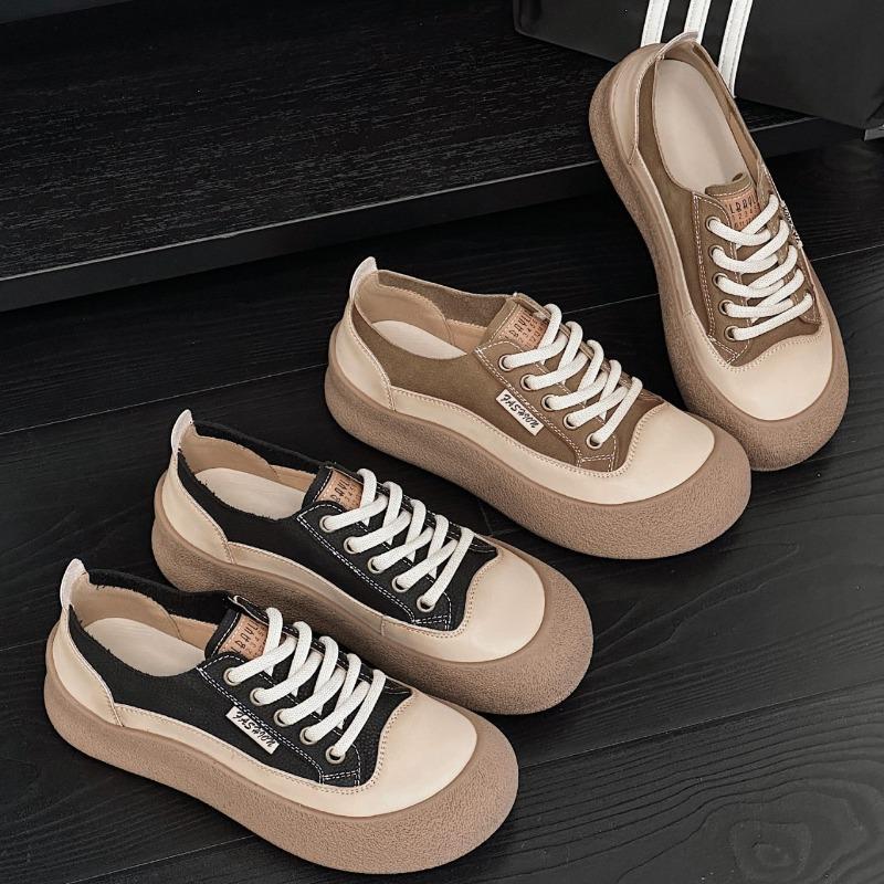 The first layer of cowhide retro little white shoes women's flat bottom new spring and summer platform single shoes sports and leisure board shoes