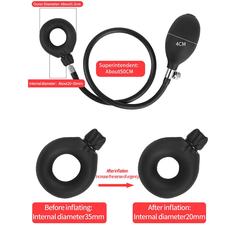 Silicone Inflatable Bondage Cock Ring Expansion Semenlock Ring Training Masturbator  Sex Toys Penis Cage