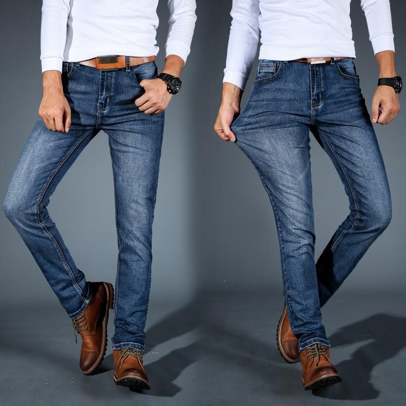 Men's Mid-Rise Fashion Jeans Spring/Autumn Season Men's Wear Versatile Straight-Leg Stretch Trousers