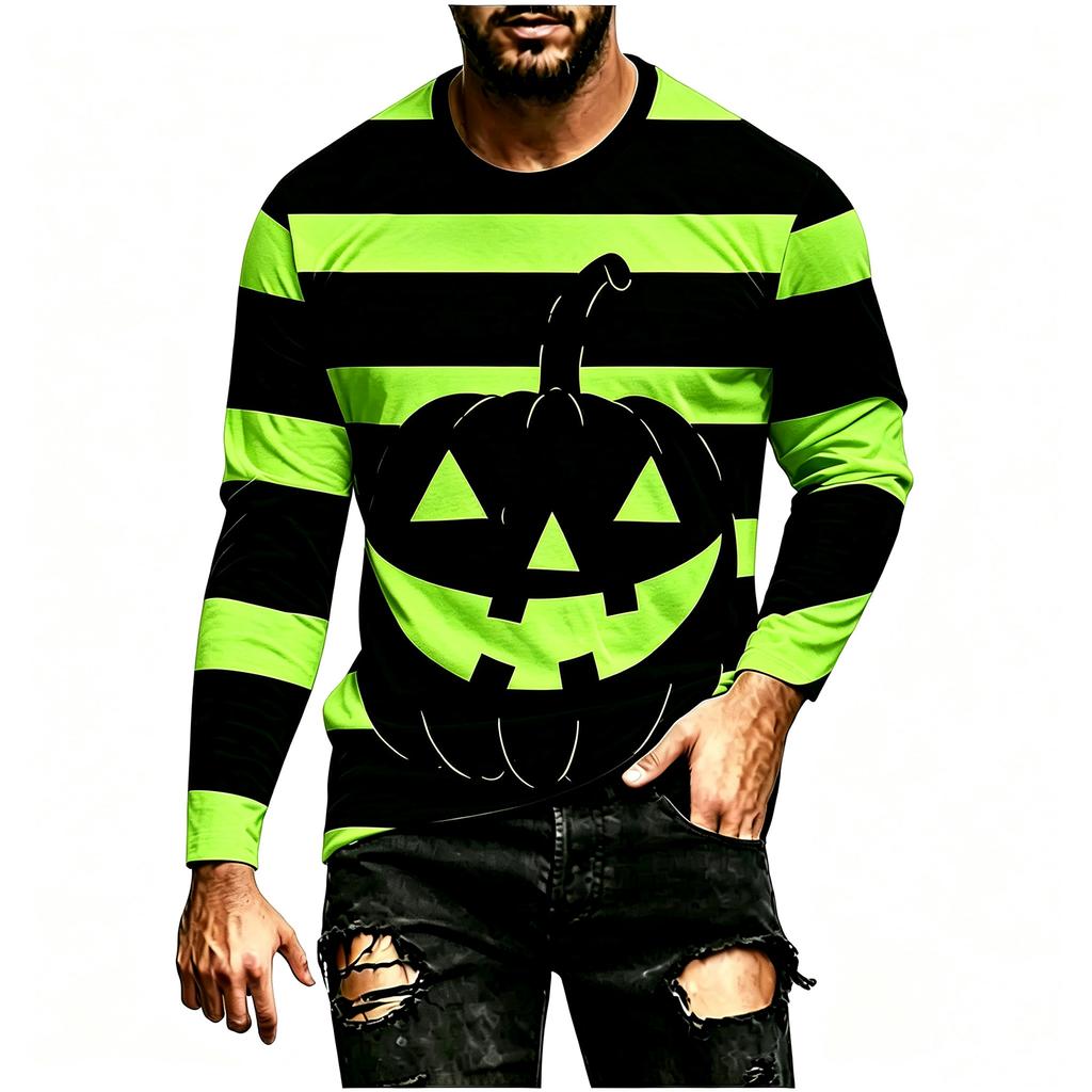 Men's Halloween Striped Long Sleeve Shirt Casual Loose Fit for Party and Everyday Wear
