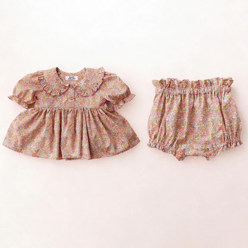 

Summer Baby Girl Clothing Suit Cute Floral Cotton Blouse + Shorts Toddler Girl Outfits 12-18M 80
