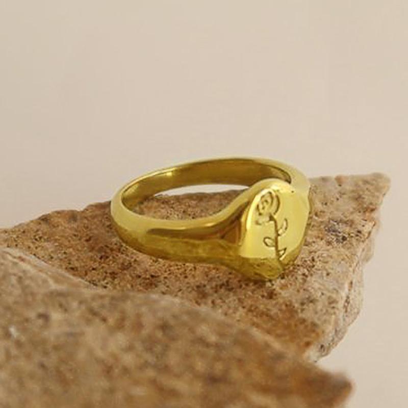 Huitan Trendy Rose Flower Pattern Rings for Women Chic Noble Gold Color Metal Daily Jewelry Versatile Fashion Finger Accessories