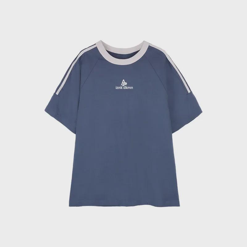 

Унисекс футболка с коротким рукавом в ретро-полоску - Свободный крой, круглый вырез, повседневный стиль для весны/лета. XXL синий