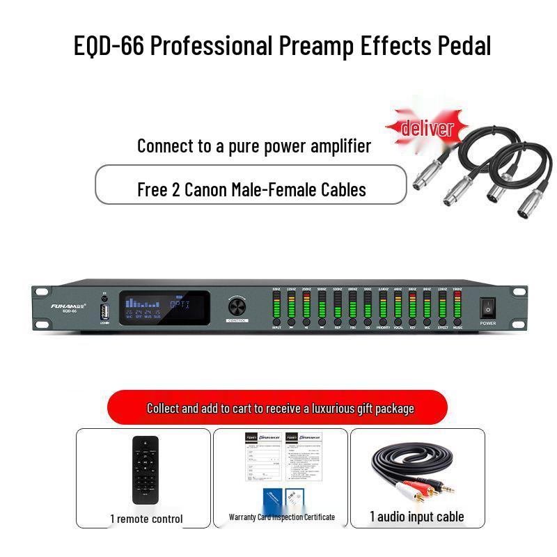 Professional Karaoke Stage & Home Audio Processor with Preamp, Anti-Howl, Equalizer, and Reverb Effects