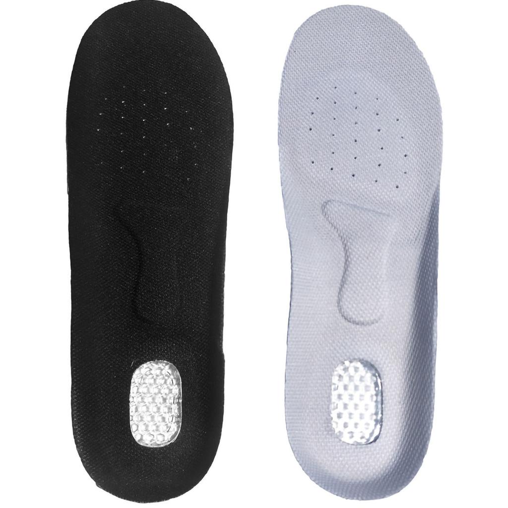 Men Sports Insole EVA Silicone Running Athletic Shock Absorption Breathable Arch Support Inserts Black 41‑45