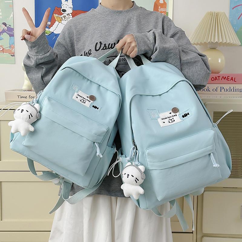 Schoolbag high-value Korean version simple schoolbag for female primary school students, junior high school, large-capacity backpack, casual and
