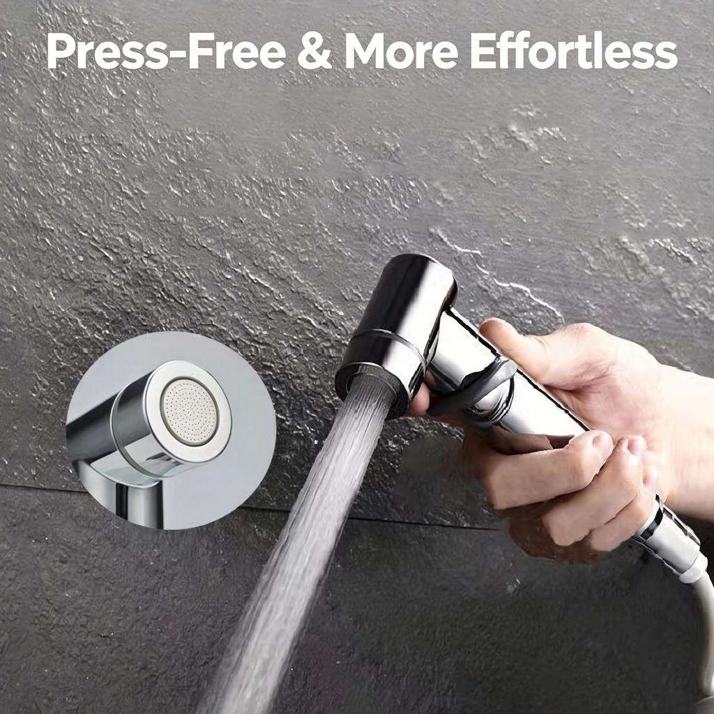Handheld No-Press Bidet Sprayer for Toilet with Plated 1068 Faucet Attachment